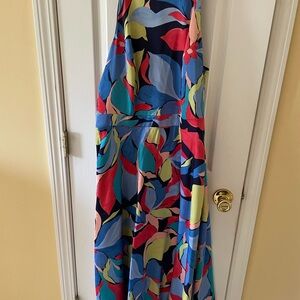 Tahari ASL Women’s Floral Halter Dress Size 10 Colorful Midi 🌺